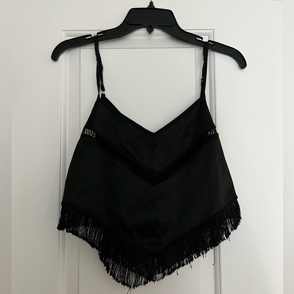 Black Shein Crop Top with lace on bottom